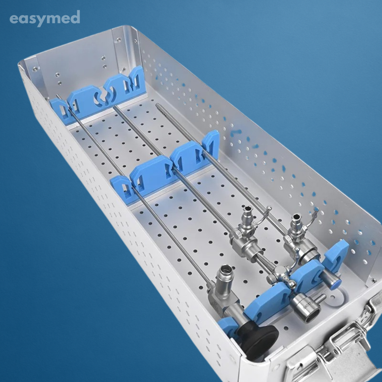 Charola de esterilización para histeroscopio 400 × 140 × 70 mm, acero inoxidable