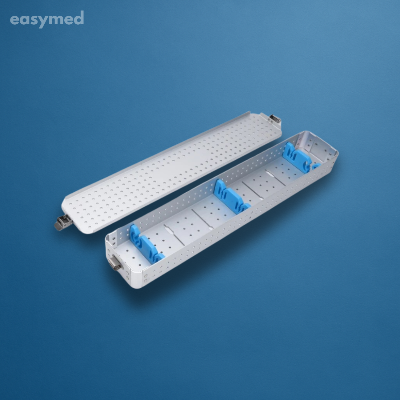 Charola de esterilización para ópticas 440 × 84 × 42 mm, acero inoxidable