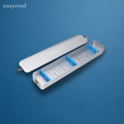 Charola de esterilización para ópticas 440 × 84 × 42 mm, acero inoxidable