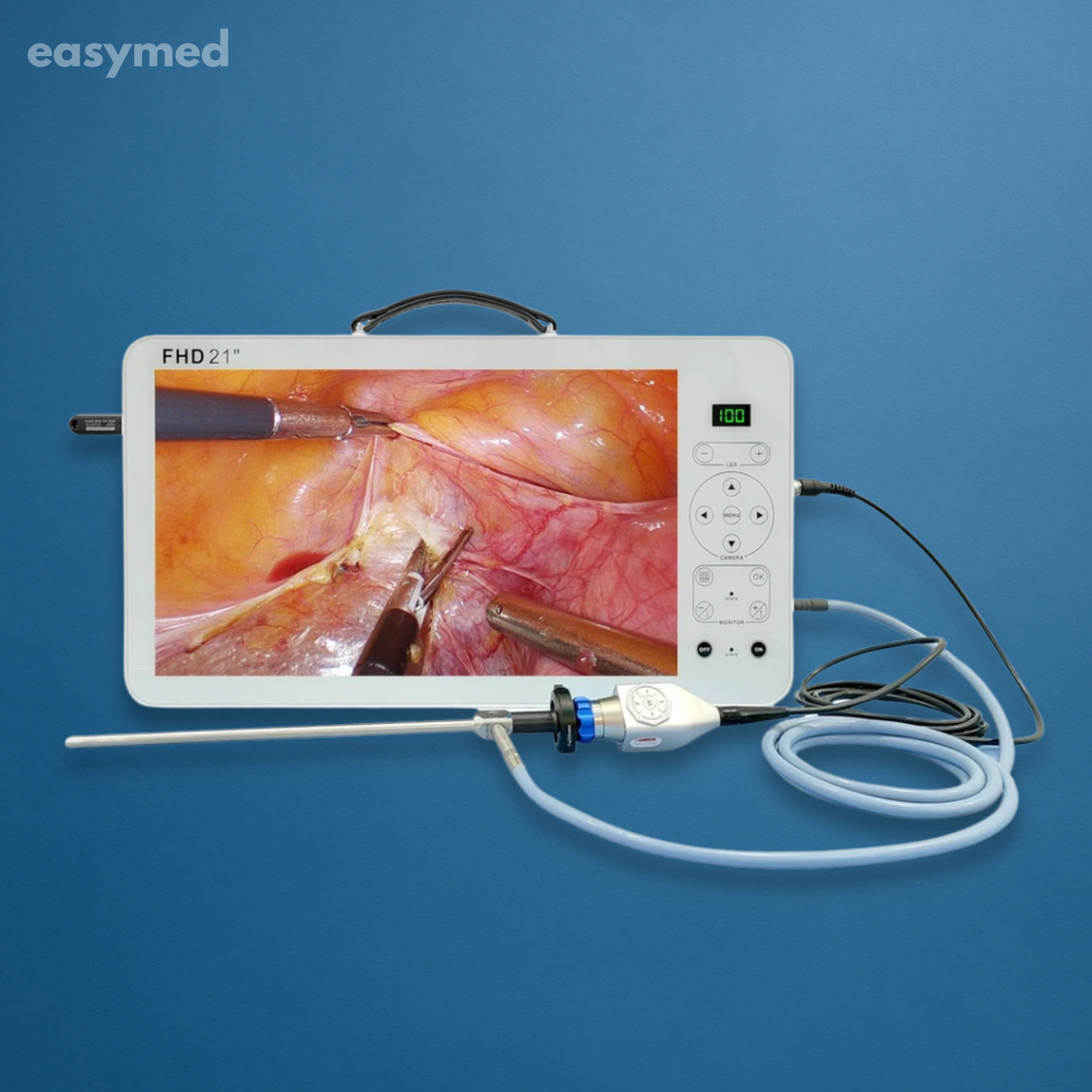 Sistema de video para endoscopia portátil 21″, todo incluido