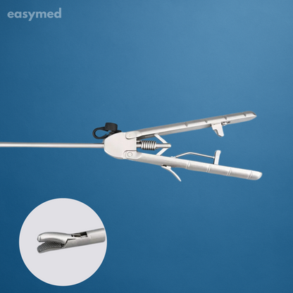 Portaagujas laparoscópico mango recto tipo A 5 mm × 330 mm, reutilizable