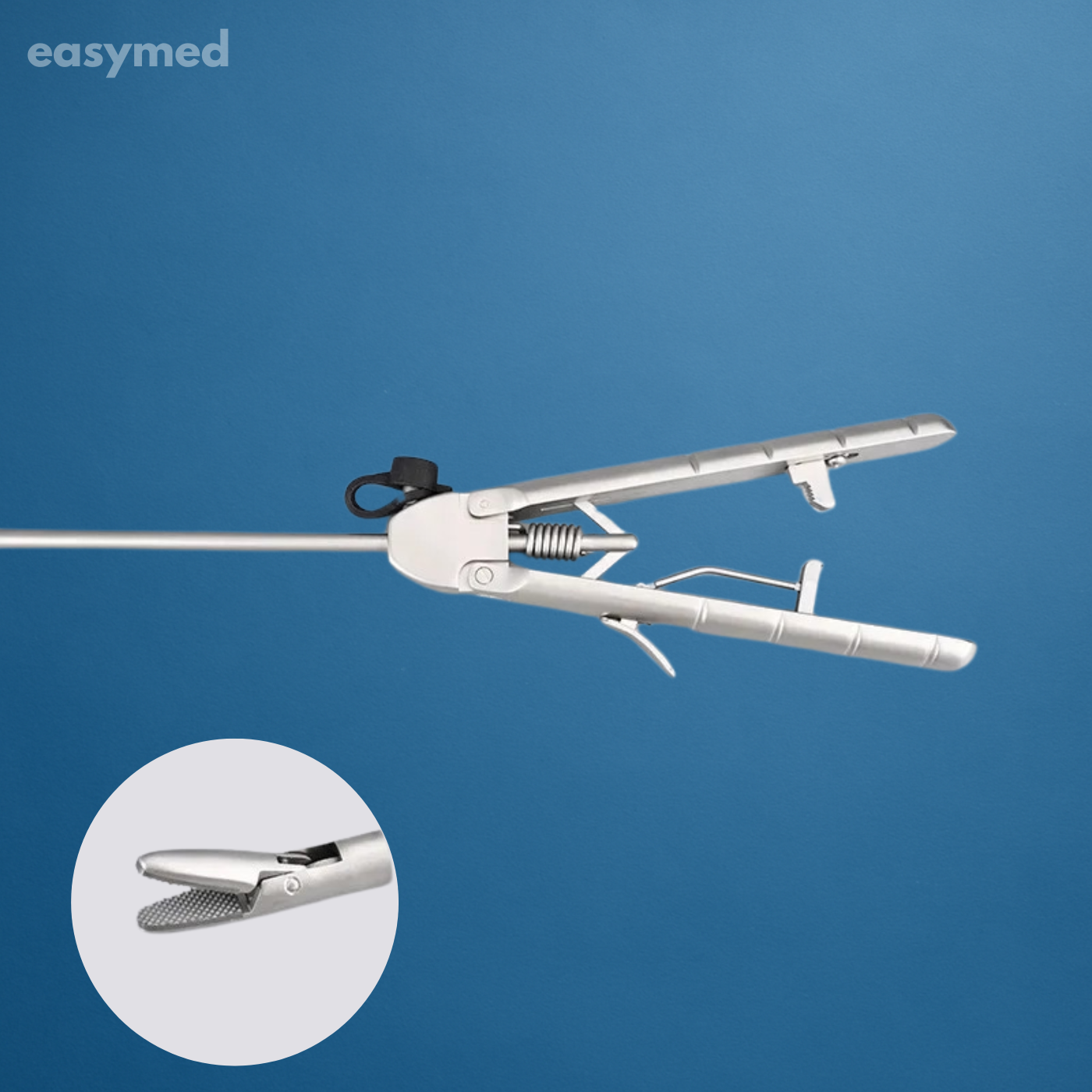 Portaagujas laparoscópico mango recto tipo A 5 mm × 330 mm, reutilizable