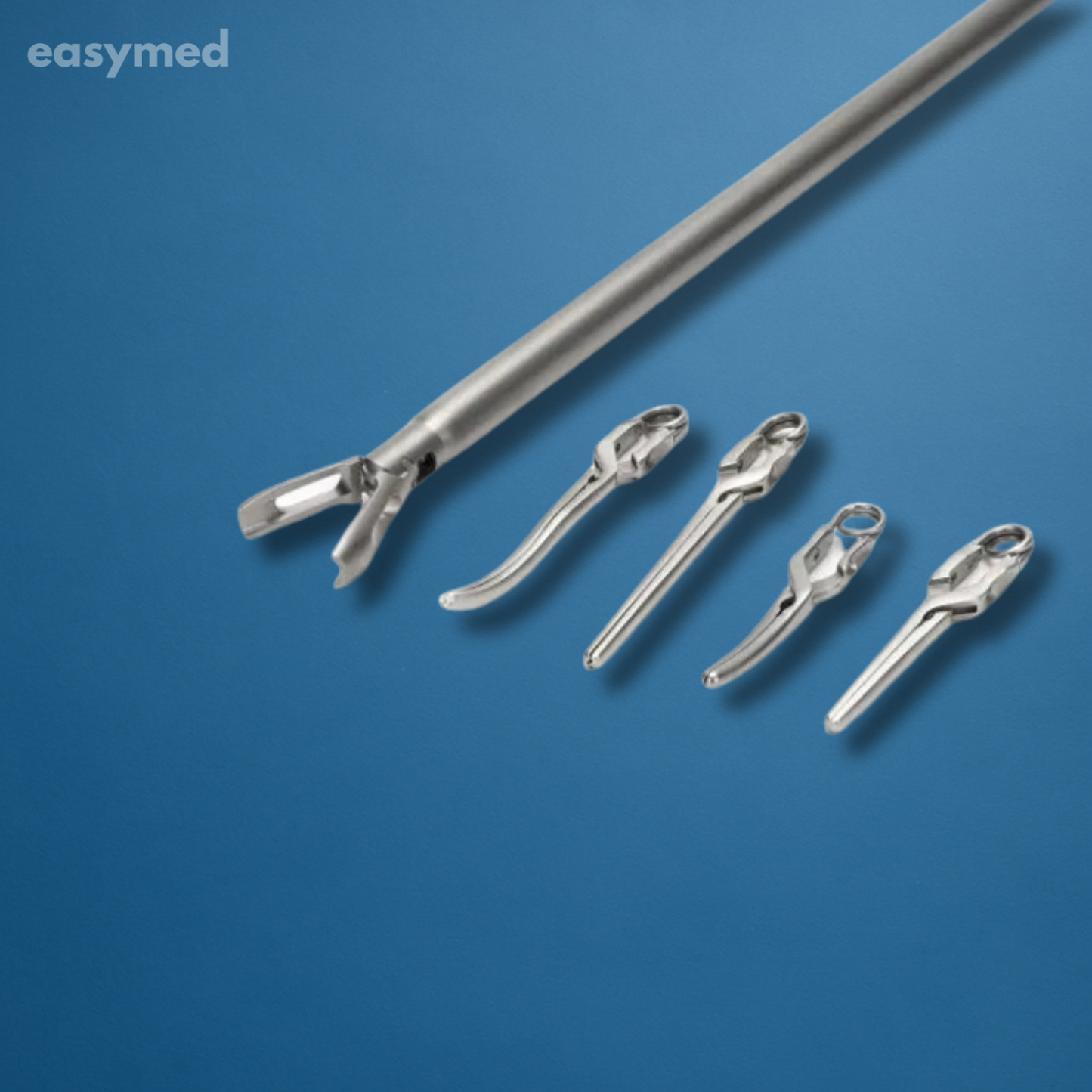 Pinza Bulldog laparoscópica 5 mm × 330 mm, incluye 4 clamps intercambiables