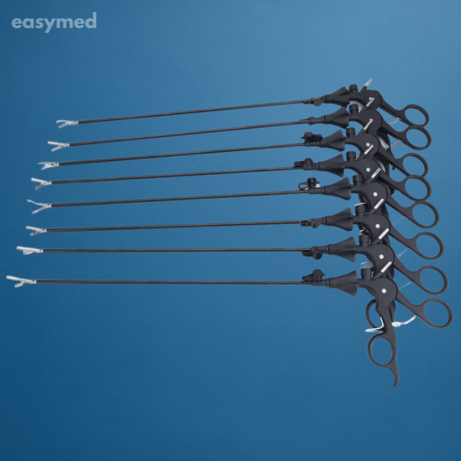 Pinza punta delfín laparoscópica 5 mm × 330 mm, mango desmontable